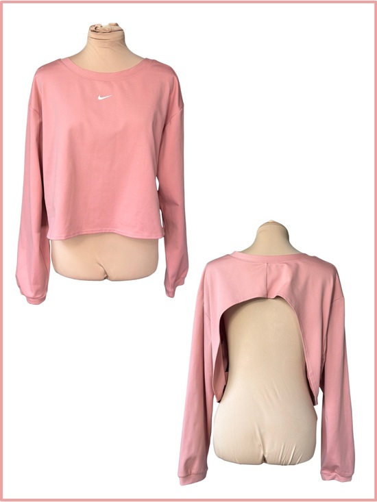 Nike Tops - Large (EUC) Nike Pink Cropped Backless Crewneck Long Sleeve Top - Dri-fit